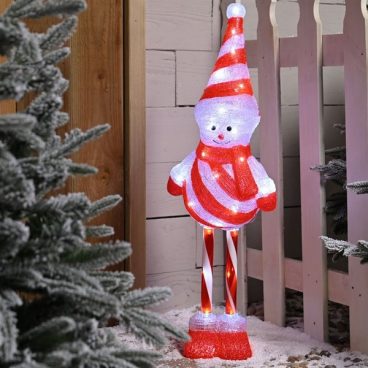 ACRYLIC CANDY STRIPE SNOWMAN 70CM