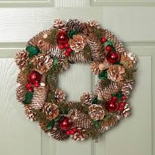 WREATH SNOW LEAF RED PINE 36CM