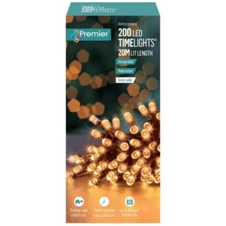 Premier - 200 LED Battery TimeLights Gold 20M