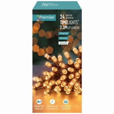 Premier – 24 LED Battery TimeLights Gold 2.3M