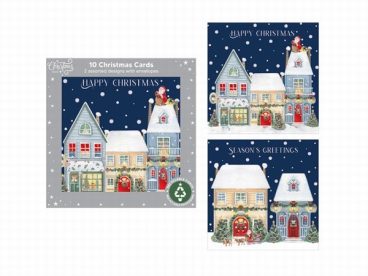 CHRISTMAS CARDS HOUSES PK10