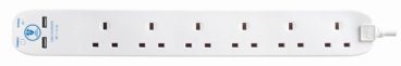 EXTENSION SURGE PROTECTOR USB 6WAY 2M