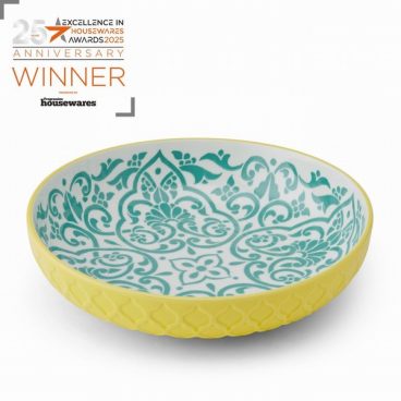 MIKASA PASTA BOWL YELLOW & BLUE GEOMETRIC