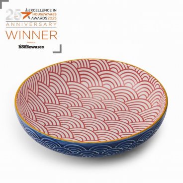 MIKASA PASTA BOWL RED & BLUE ARC