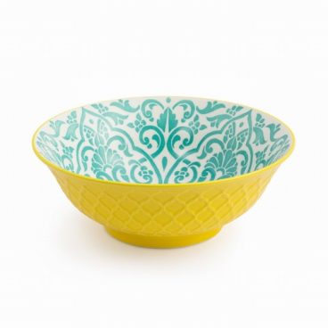 MIKASA RAMEN BOWL YELLOW BLUE GEOMETRIC