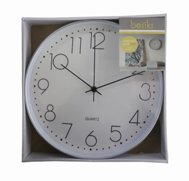 WALL CLOCK BASIKS QUARTZ CLOCK SILVER