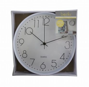 WALL CLOCK BASIKS QUARTZ CLOCK WHITE
