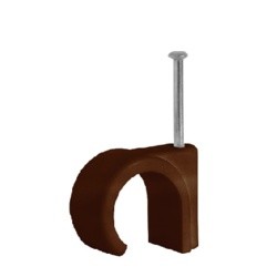 CABLE CLIPS ROUND 7MM BROWN PK50