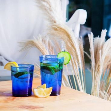 MEKNES RECYCLED TUMBLER GLASS BLUE – 215ML