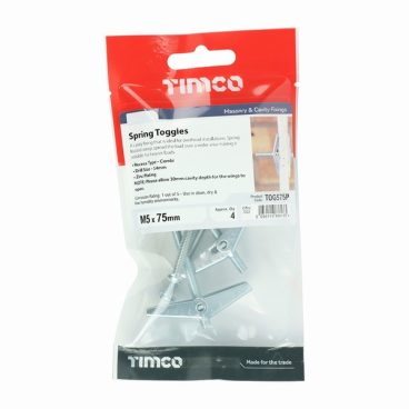 TIMCO SPRING TOGGLES M5x75 PK4