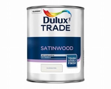 DULUX TRADE SATINWOOD PURE BRILLIANT WHITE OIL BASED 1L