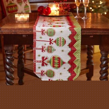 xmas26 THREEKINGS BAUBLES TABLE RUNNER 1.8M
