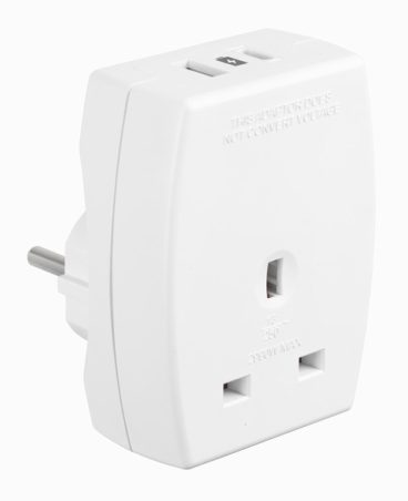 Masterplug – Travel Adaptor UK to Europe & 2USB