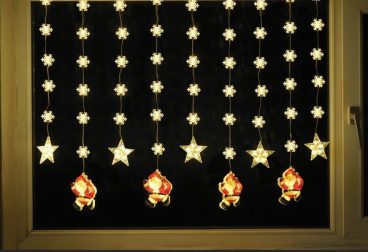 Xmas StarSanta Curtain Lights – Warm White, LV