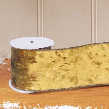 89mm Deluxe Velvet Wired Ribbon, 3m – Gold