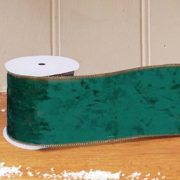 89mm Deluxe Velvet Wired Ribbon, 3m – Green
