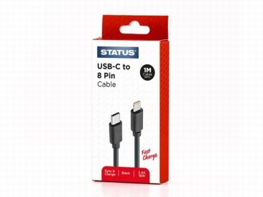 STATUS USB-C TO LIGHTENING CABLE 1M 18W 2.4A BLACK