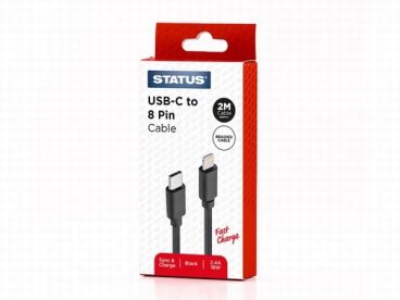 STATUS USB-C TO LIGHTENING CABLE 2M 18W 2.4A BLACK