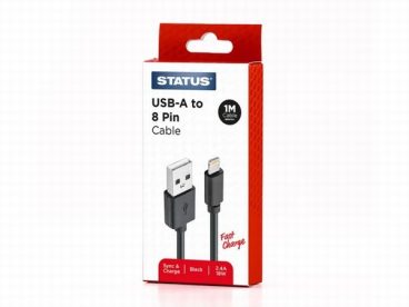 STATUS USB-A TO LIGHTENING CABLE 1M 18W 2.4A BLACK