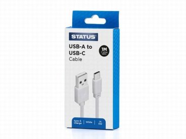 STATUS USB-A TO USB-C CABLE 1M 5W 1A WHITE