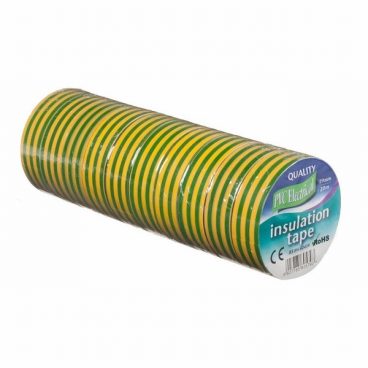PVC TAPE 20M GREEN/YELLOW EARTH