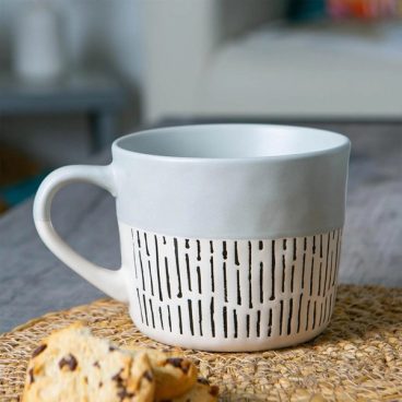 Dipped Dash Stoneware Coffee Mug – 450ml – Grey