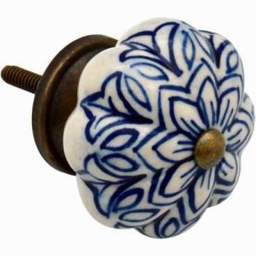 Nicola Spring Ceramic Vintage Flower Door Knob and Handle -Blue
