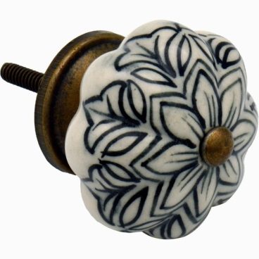 Nicola Spring Ceramic Vintage Flower Door Knob and Handle -Black