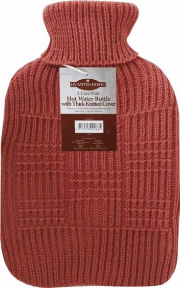 HOT WATER BOTTLE & KNITTED PINK 2L