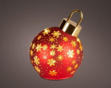 BAUBLE RED LIT LED