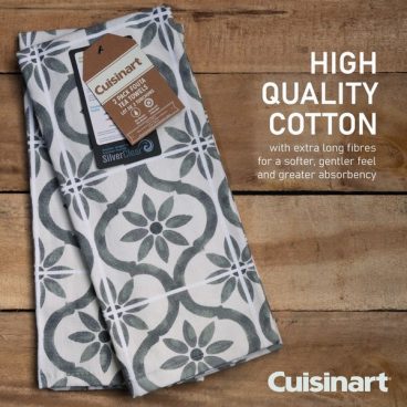 TEA TOWEL ANTIMICROBIAL GREY TILE PK2