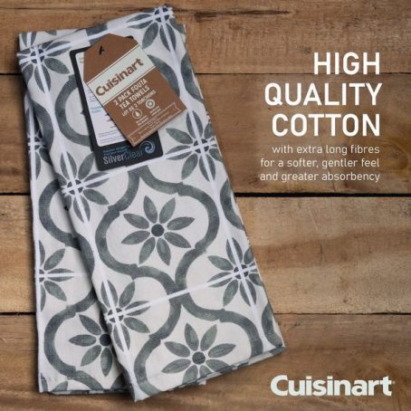 TEA TOWEL ANTIMICROBIAL GREY TILE PK2