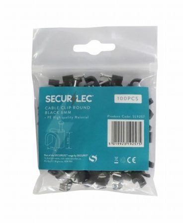 CABLE CLIPS ROUND 6MM BLACK PK20